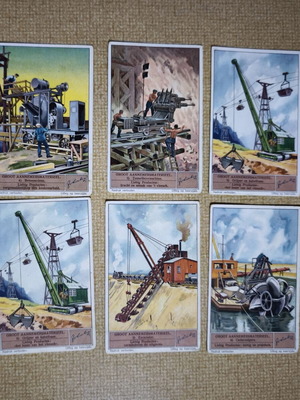 Σετ 6 vintage καρτών Liebig βιομηχανικών μηχανημάτων σαν καινούργιο