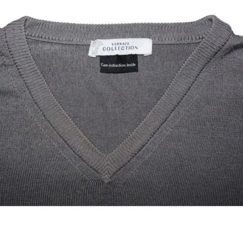 Versace Collection Medusa logo V-neck sweater new, grey, XL