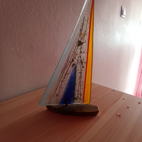 Handmade blown glass with bronze base new