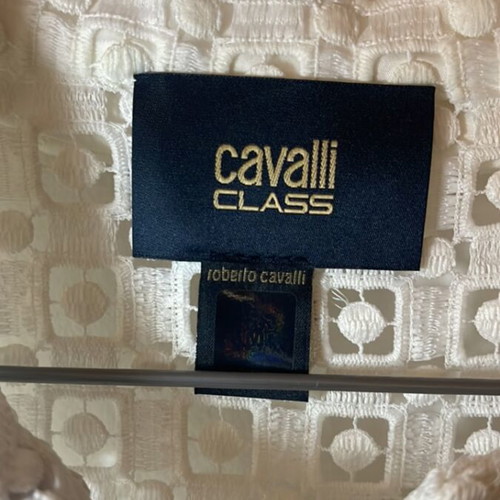 Cavalli class lace guipure shirt-jacket like new, black and white