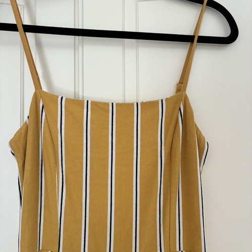Bershka retro-style mustard striped summer jumpsuit size M like new