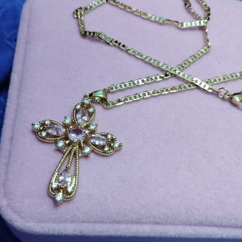 Cross with gold-plated steel chain new, length 46 cm