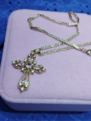 Cross with gold-plated steel chain new, length 46 cm