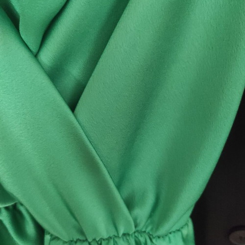 Emerald green long dress like new, silk-like fabric, Italy