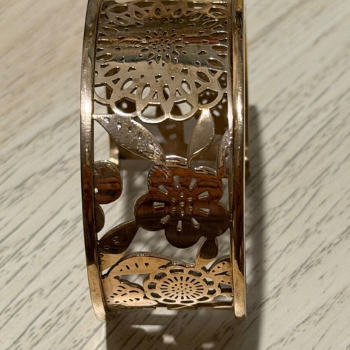 Loisir Rose Gold Bracelet Cuff with Floral Cut-Out Design like new