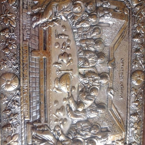 Large Silver-Plated Last Supper Icon 35x42 cm, used