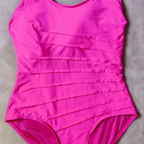 Calvin Klein one-piece swimsuit new, size 12, fuchsia with gold details