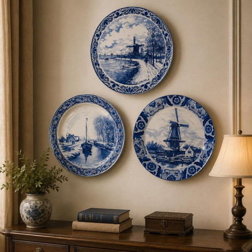 Boch Delft porcelain decorative platter, Royal Sphinx Holland, 34 cm