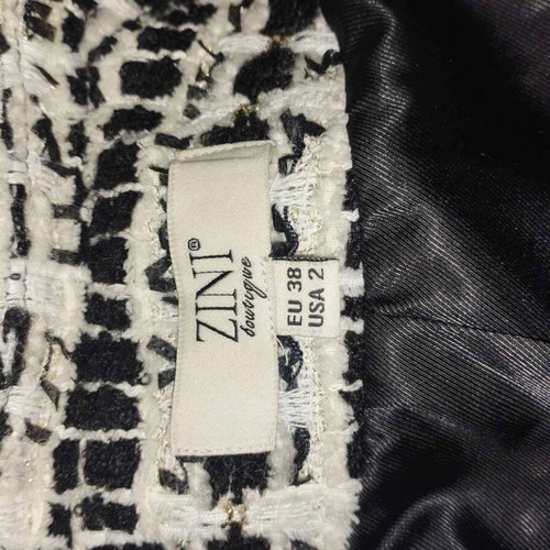 ZINI Tweed Jacket like new with belt black and white