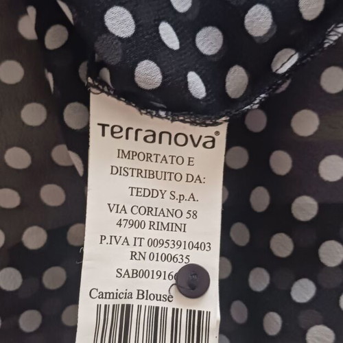Terranova transparent polka dot top black with white dots like new