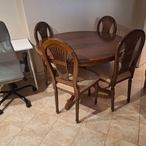 Wooden oval dining set 115 cm with 4 chairs
