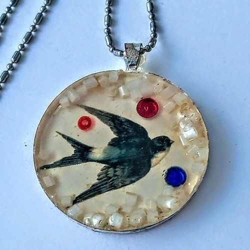 Handmade swallow pendant new, 35 mm diameter