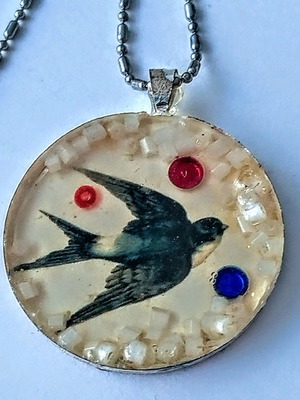 Handmade swallow pendant new, 35 mm diameter