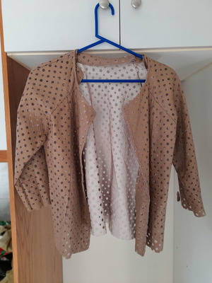 Faux leather cardigan dark beige - brown, size S