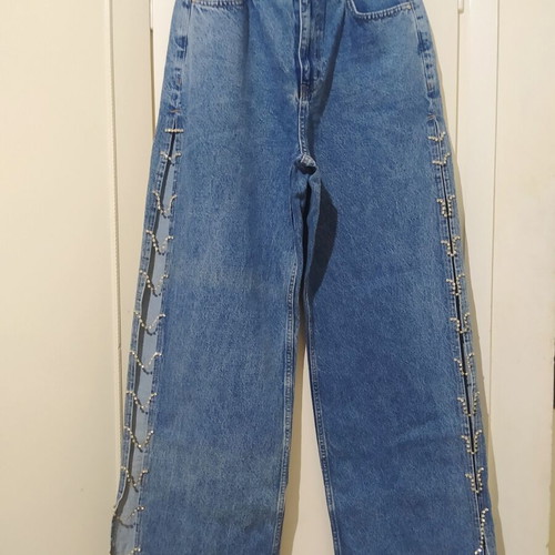 Pink Woman jean trousers size medium 38, new