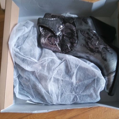 Migato Western Boots 38 New Leather Black and Silver