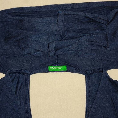Benetton women's top like new, blue, with neck tie