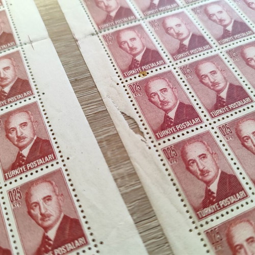 Vintage Turkish Stamps featuring İsmet İnönü 5 sheets used