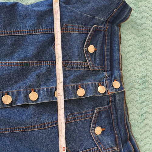 Mini denim skirt brown brick and denim top like new