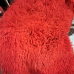 Flokati rug used, red wool
