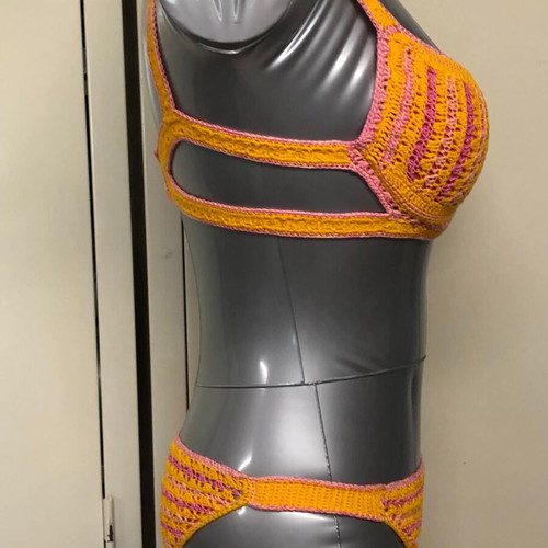 Athletic knitted swimsuit new, size S, multicolor