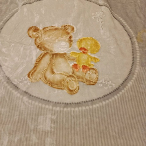 Baby blanket gray 110x135 cm new with teddy bear and duck design