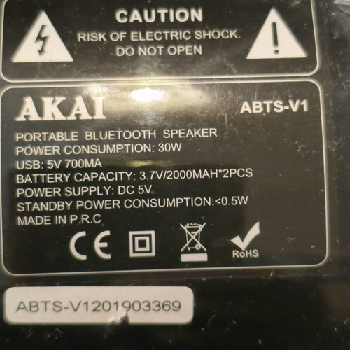 Akai ABTS-V1 portable Bluetooth speaker 30W RMS with LED lights