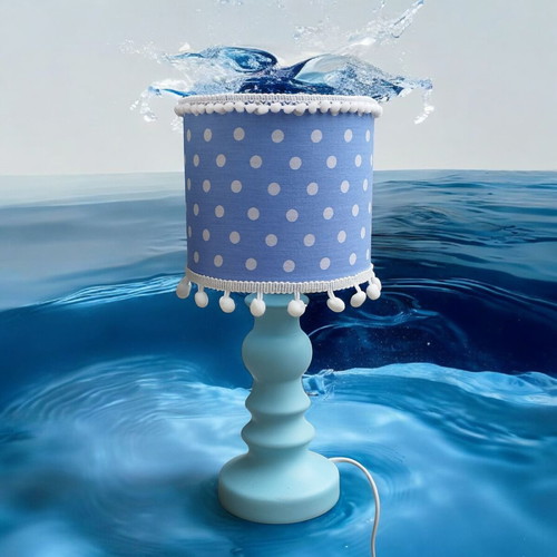 Siel Dots table lamp with mini blue polka dot shade