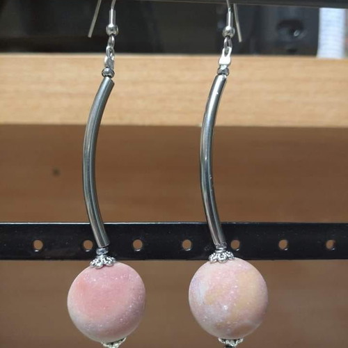 Earrings with multi amazonite in steel new