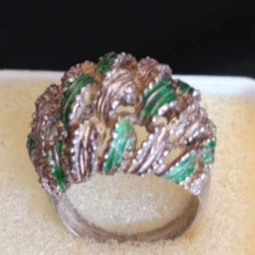 Silver 925 women's ring used, green, size 5.5
