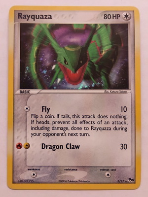 Карта Rayquaza 3/17 Holo Pokemon POP Series 1 употребявана