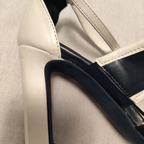 Benetton leather heels navy and white, as-new, size 37