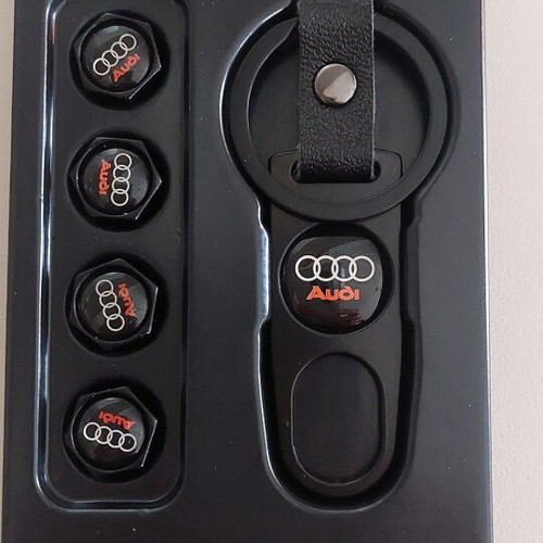 Audi valve caps new, black 4pcs with logo