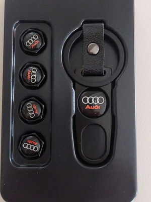 Audi valve caps new, black 4pcs with logo