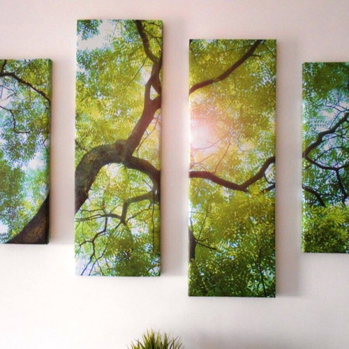 Nature four-panel canvas painting used, stretched canvas