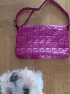 Paolo bags καπιτονέ τσάντα ώμου σε φούξια, 40 x 25 εκ.