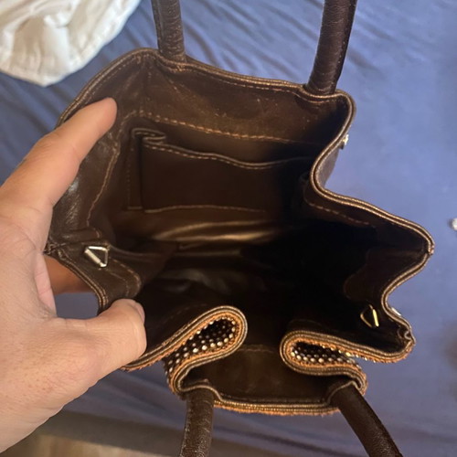 Leather evening bag with extra chain for crossbody