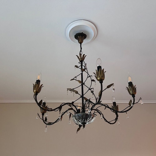 Chandelier lighting used with Swarovski crystals and 6 bulbs