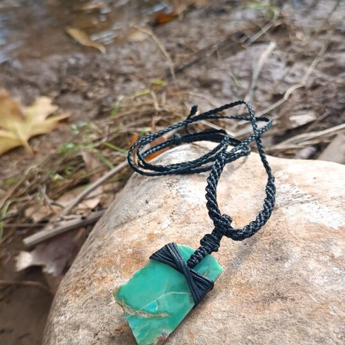 Macrame necklace made to order with chrysoprase and adjustable clasp