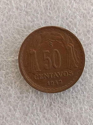 Chile 50 Centavos coin 1942 cupronickel