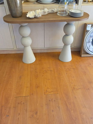 Metal console beige with wood new