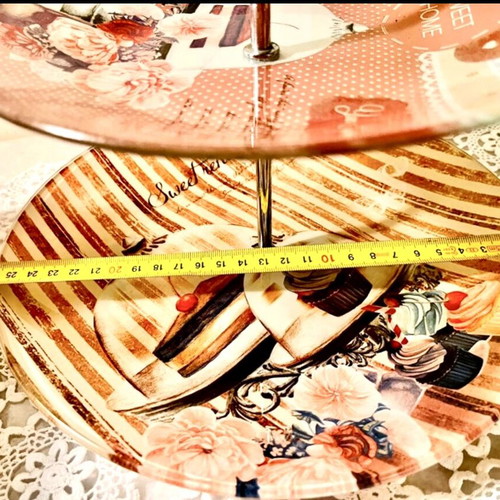 Vintage two-tier glass cake stand for sweets & cupcakes
