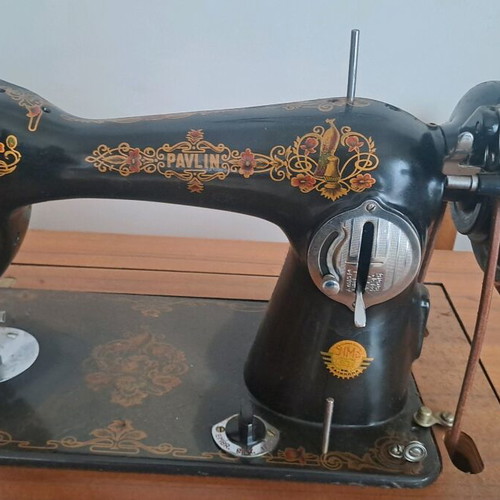 Pavlin and Singer Hand Sewing Machine used with cabinet