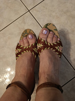 Vintage Italian leather sandals size 37 used, brown and green