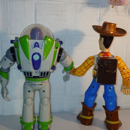 Toy Story walkie-talkie set used with Buzz Lightyear and Sheriff Woody figures