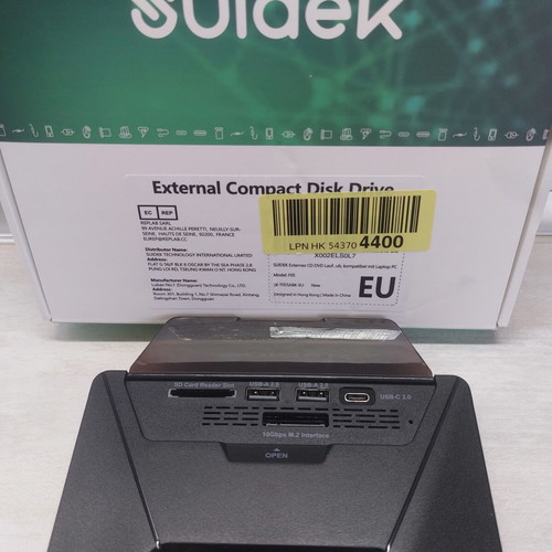 Suidek 7-in-1 external CD/DVD drive with M.2 NVMe SSD slot, new
