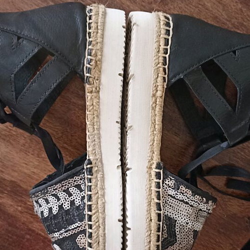 Espadrilles Joy & Mario 38 like new, black, beige, embroidered with sequins