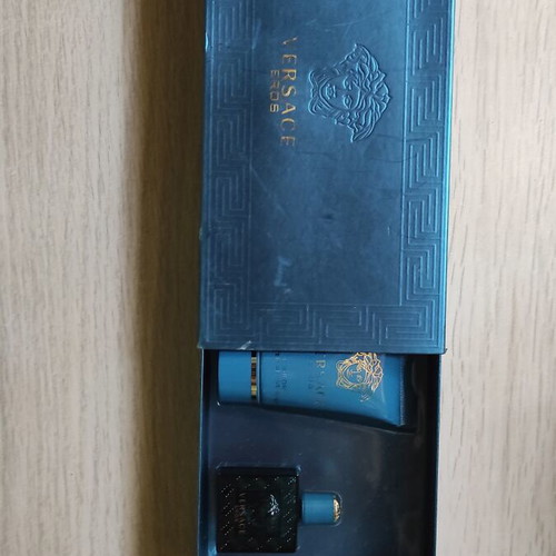 Versace Eros collectible set used, travel size eau de toilette 5ml, after shave 25ml, shower gel empty