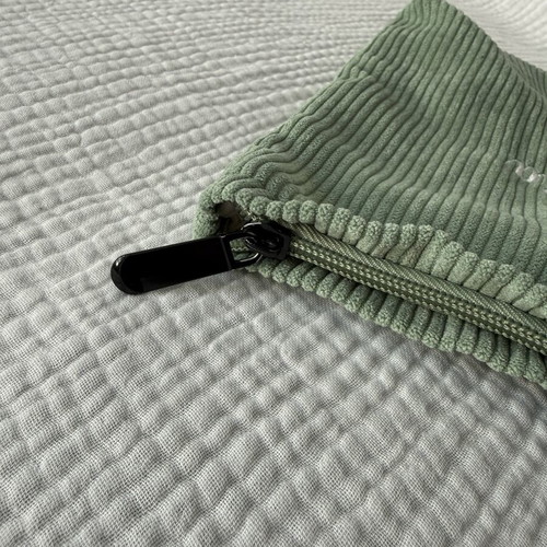 Makeup bag Athanasia in sage green ribbed corduroy pouch