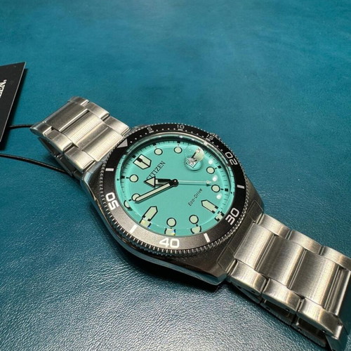 Citizen AW1760-81W men's watch new, Eco-Drive, turquoise dial